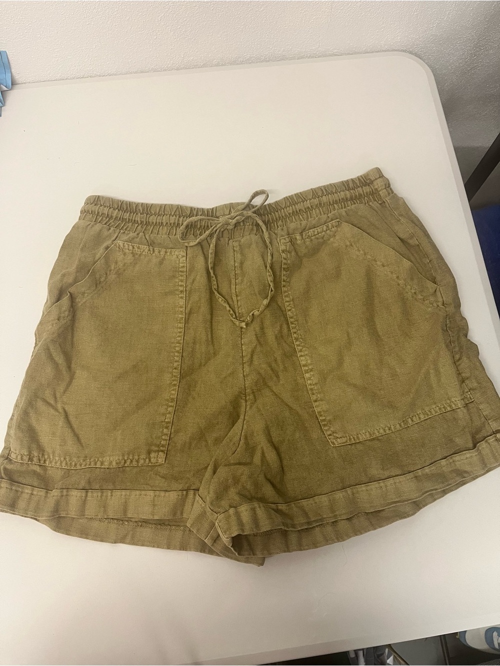 Universal Thread Olive Green Drawstring Linen-Blend Shorts